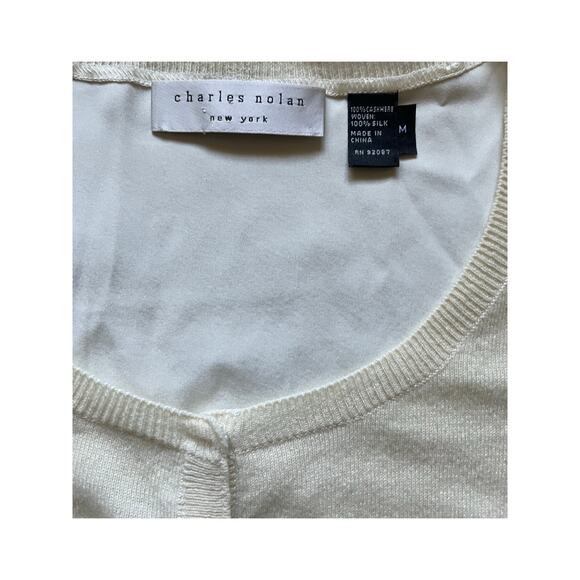 Charles Nolan Womens/Teen Cashmere Silk Cardigan and Top 2 PC set Cream Medium - Picture 10 of 10